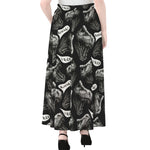Black And White T-Rex Dinosaur Print Chiffon Maxi Skirt