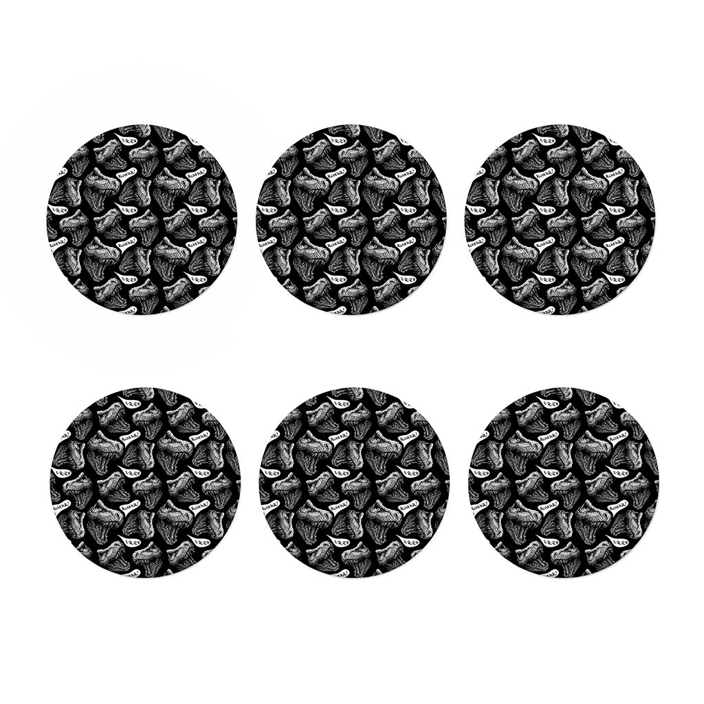 Black And White T-Rex Dinosaur Print Coaster Set