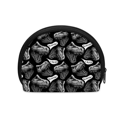 Black And White T-Rex Dinosaur Print Coin Purse