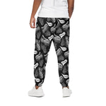 Black And White T-Rex Dinosaur Print Cotton Pants