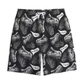 Black And White T-Rex Dinosaur Print Cotton Shorts
