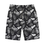 Black And White T-Rex Dinosaur Print Cotton Shorts