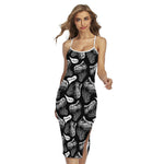 Black And White T-Rex Dinosaur Print Cross Back Cami Dress