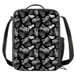 Black And White T-Rex Dinosaur Print Crossbody Lunch Bag