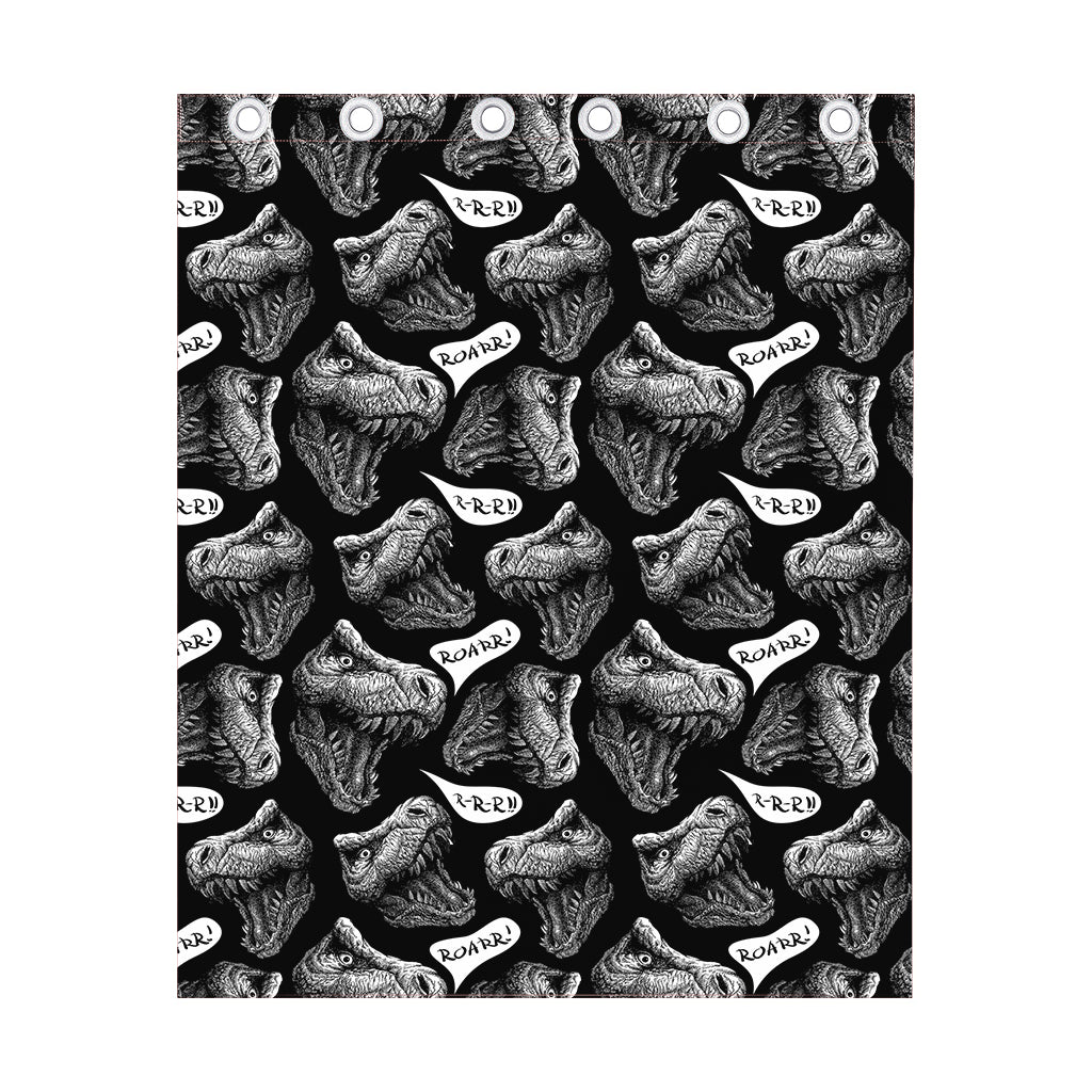Black And White T-Rex Dinosaur Print Curtain