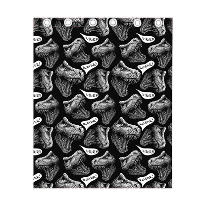 Black And White T-Rex Dinosaur Print Curtain