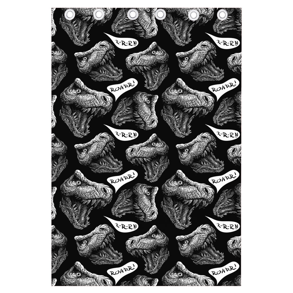 Black And White T-Rex Dinosaur Print Curtain