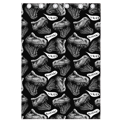 Black And White T-Rex Dinosaur Print Curtain