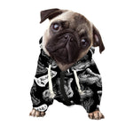 Black And White T-Rex Dinosaur Print Dog Zip Up Hoodie