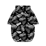Black And White T-Rex Dinosaur Print Dog Zip Up Hoodie