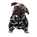 Black And White T-Rex Dinosaur Print Dog Zip Up Jacket