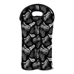 Black And White T-Rex Dinosaur Print Double Neoprene Wine Tote