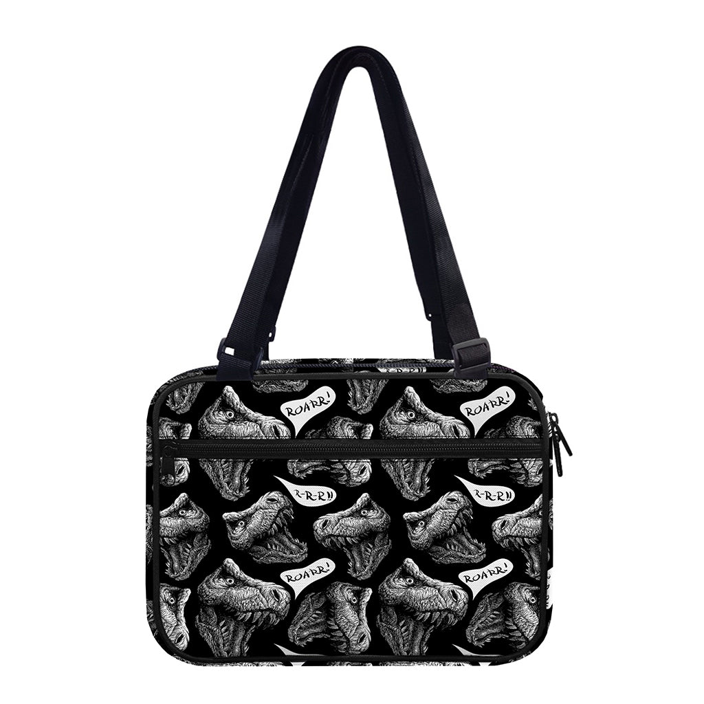 Black And White T-Rex Dinosaur Print Double Strap Bible Bag