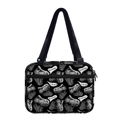 Black And White T-Rex Dinosaur Print Double Strap Bible Bag
