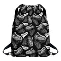 Black And White T-Rex Dinosaur Print Drawstring Backpack