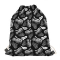 Black And White T-Rex Dinosaur Print Drawstring Bag