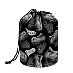Black And White T-Rex Dinosaur Print Drawstring Makeup Bag