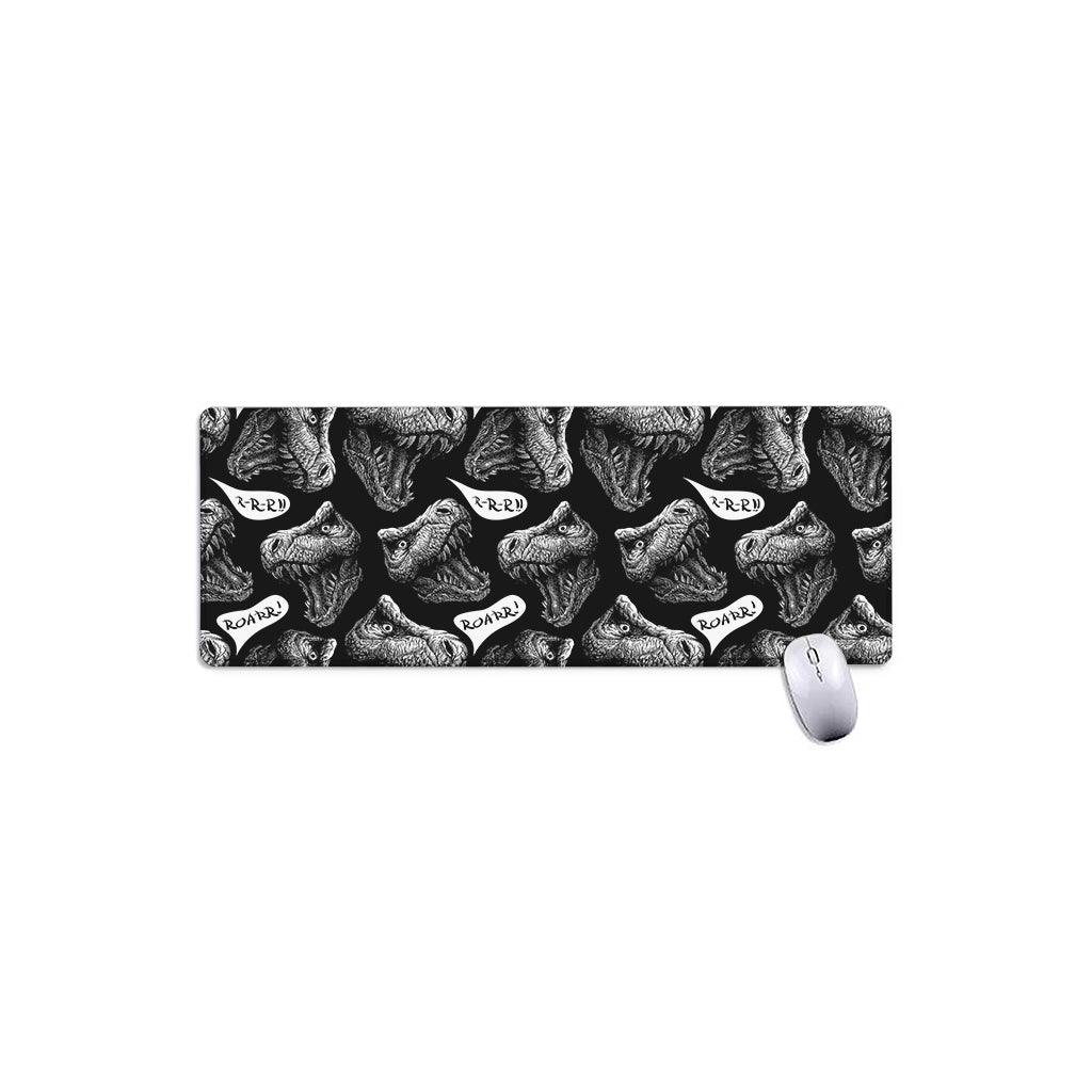 Black And White T-Rex Dinosaur Print Extended Mouse Pad