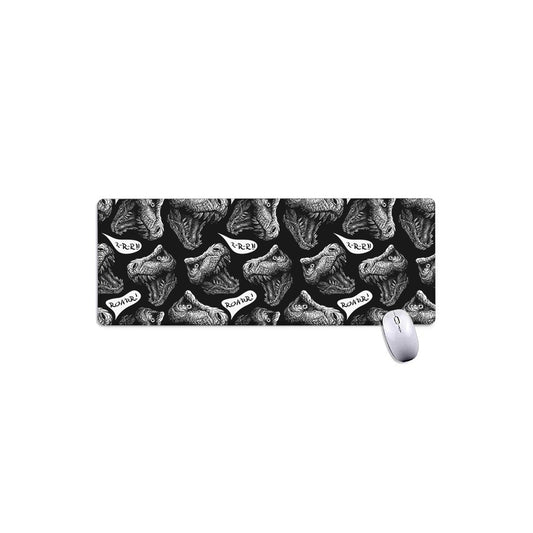 Black And White T-Rex Dinosaur Print Extended Mouse Pad