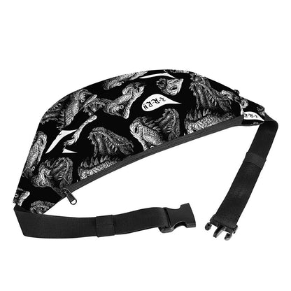 Black And White T-Rex Dinosaur Print Fanny Pack