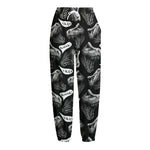 Black And White T-Rex Dinosaur Print Fleece Lined Knit Pants