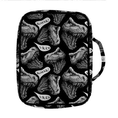 Black And White T-Rex Dinosaur Print Front Pocket Bible Bag