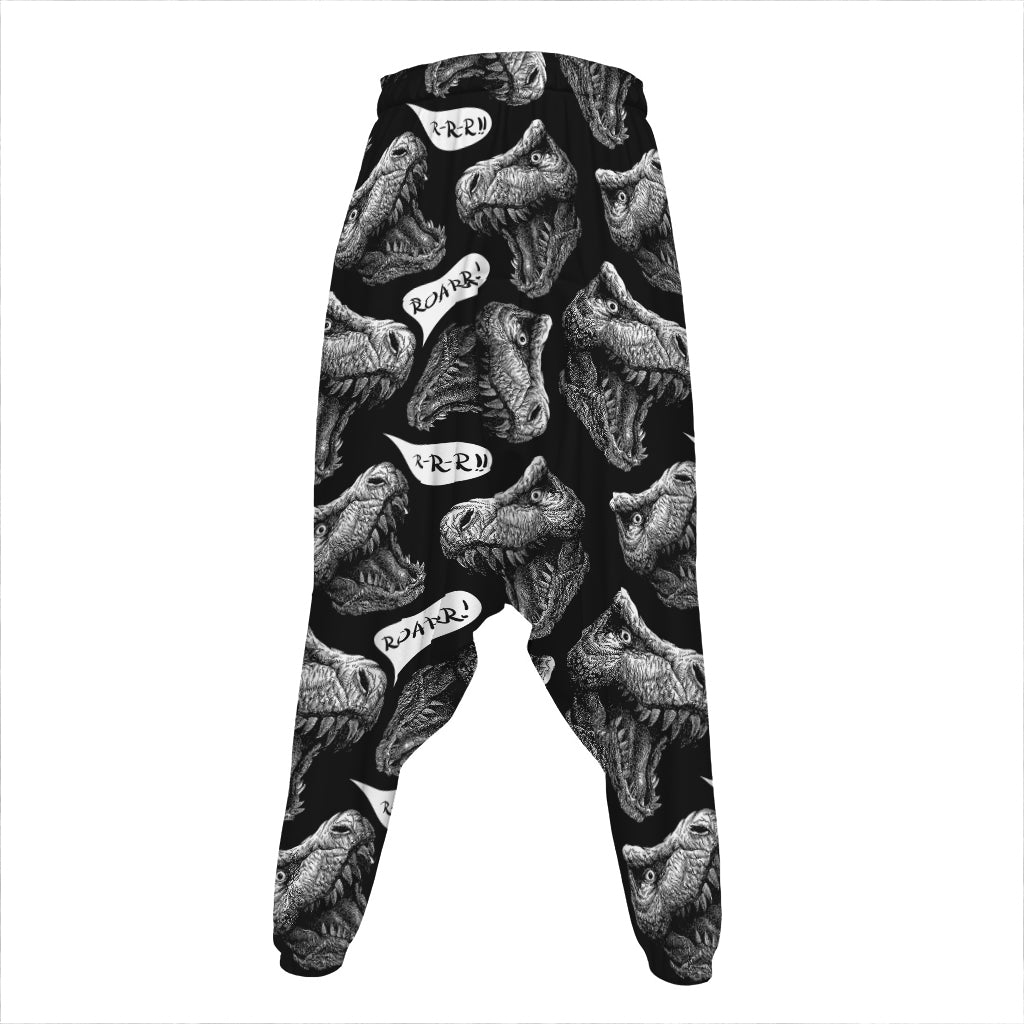 Black And White T-Rex Dinosaur Print Hammer Pants