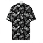 Black And White T-Rex Dinosaur Print Hawaiian Shirt