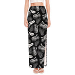 Black And White T-Rex Dinosaur Print High Slit Maxi Skirt