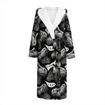 Black And White T-Rex Dinosaur Print Hooded Bathrobe