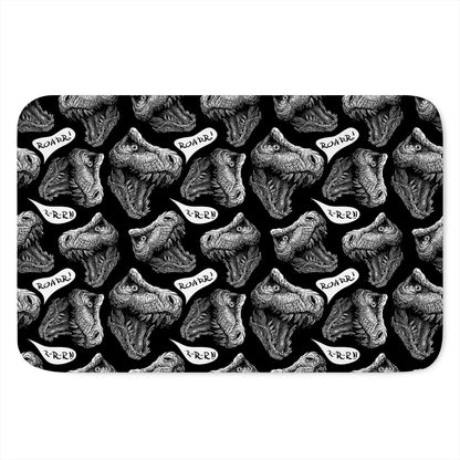Black And White T-Rex Dinosaur Print Indoor Door Mat