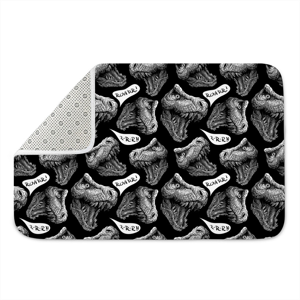 Black And White T-Rex Dinosaur Print Indoor Door Mat