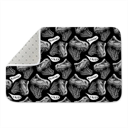 Black And White T-Rex Dinosaur Print Indoor Door Mat