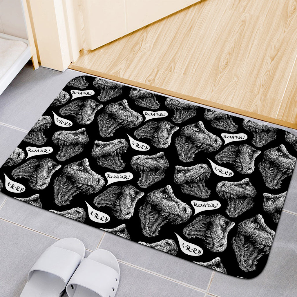 Black And White T-Rex Dinosaur Print Indoor Door Mat