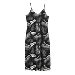 Black And White T-Rex Dinosaur Print Jersey Midi Cami Dress