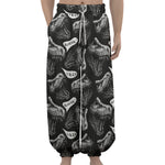 Black And White T-Rex Dinosaur Print Lantern Pants