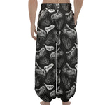 Black And White T-Rex Dinosaur Print Lantern Pants