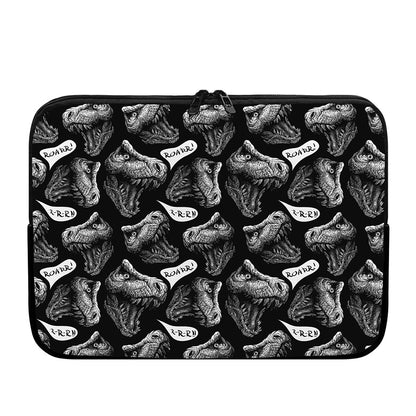 Black And White T-Rex Dinosaur Print Laptop Sleeve