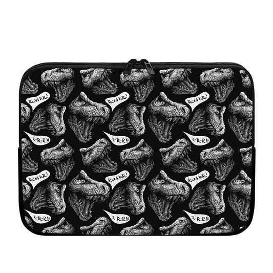 Black And White T-Rex Dinosaur Print Laptop Sleeve