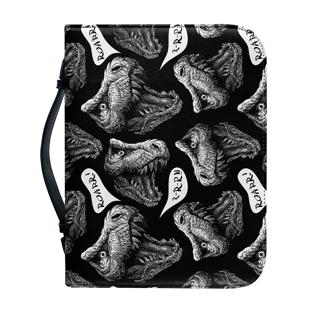 Black And White T-Rex Dinosaur Print Leather Bible Cover