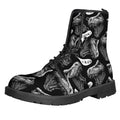 Black And White T-Rex Dinosaur Print Lace-Up Boots