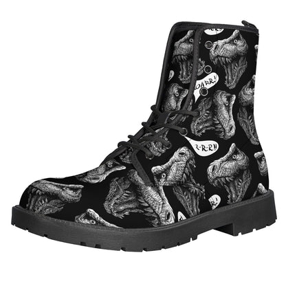 Black And White T-Rex Dinosaur Print Backpack