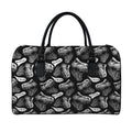 Black And White T-Rex Dinosaur Print Leather Duffel Bag