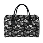Black And White T-Rex Dinosaur Print Leather Duffle Bag