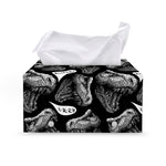 Black And White T-Rex Dinosaur Print Leather Tissue Box Cover