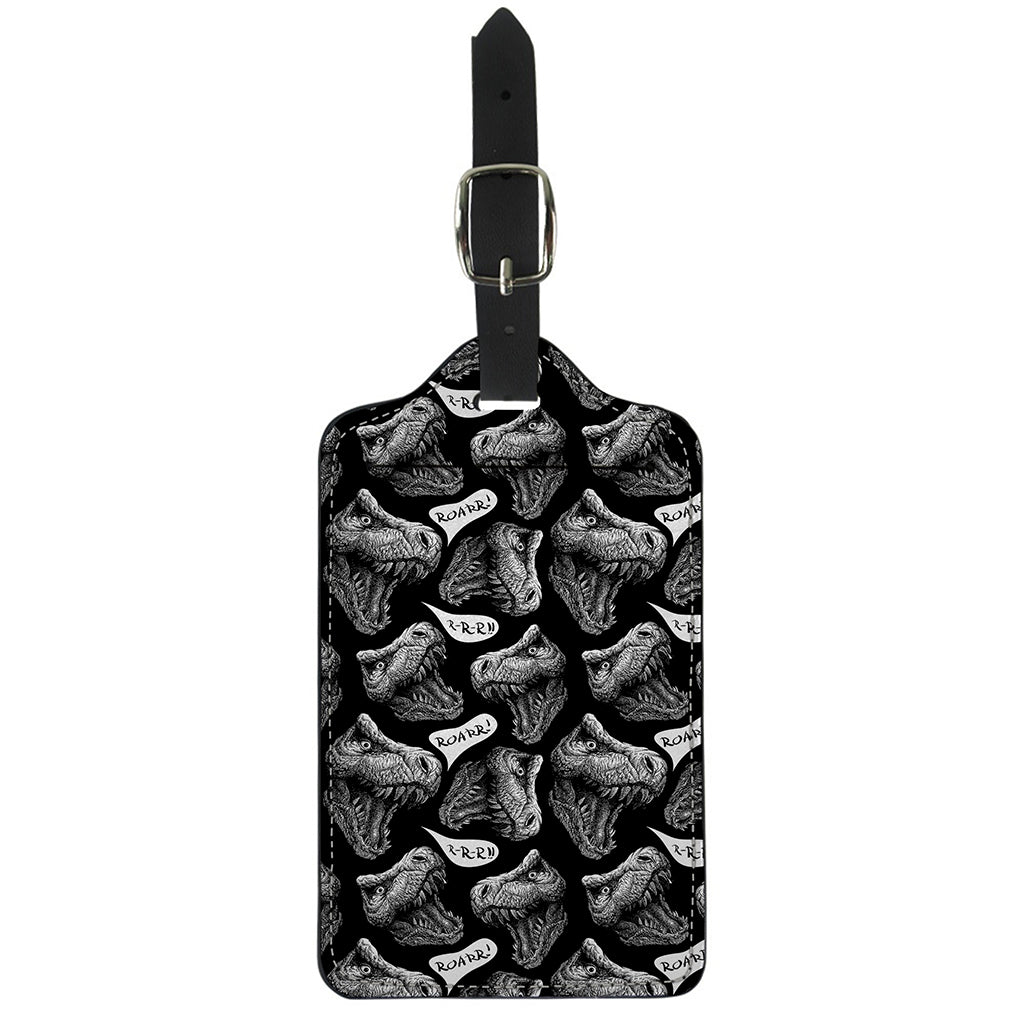 Black And White T-Rex Dinosaur Print Luggage Tag