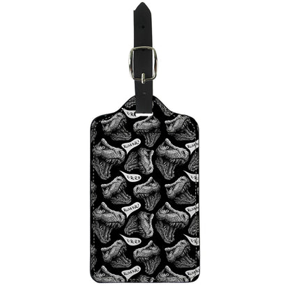 Black And White T-Rex Dinosaur Print Luggage Tag