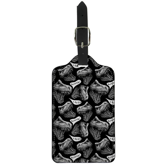 Black And White T-Rex Dinosaur Print Luggage Tag