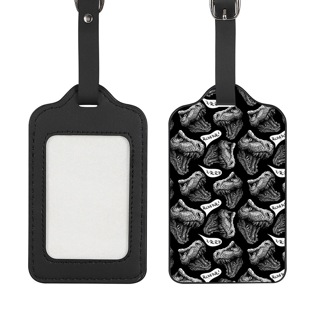 Black And White T-Rex Dinosaur Print Luggage Tag