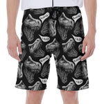 Black And White T-Rex Dinosaur Print Men's Beach Shorts